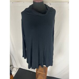 Free People Size XL Black Lover Ribbed Top Long Sleeve Split Back